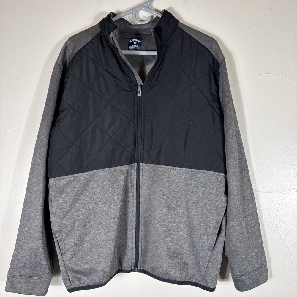 Callaway Golf Mens Black Grey Quilted Full Zip Weather Series Jacket Size L